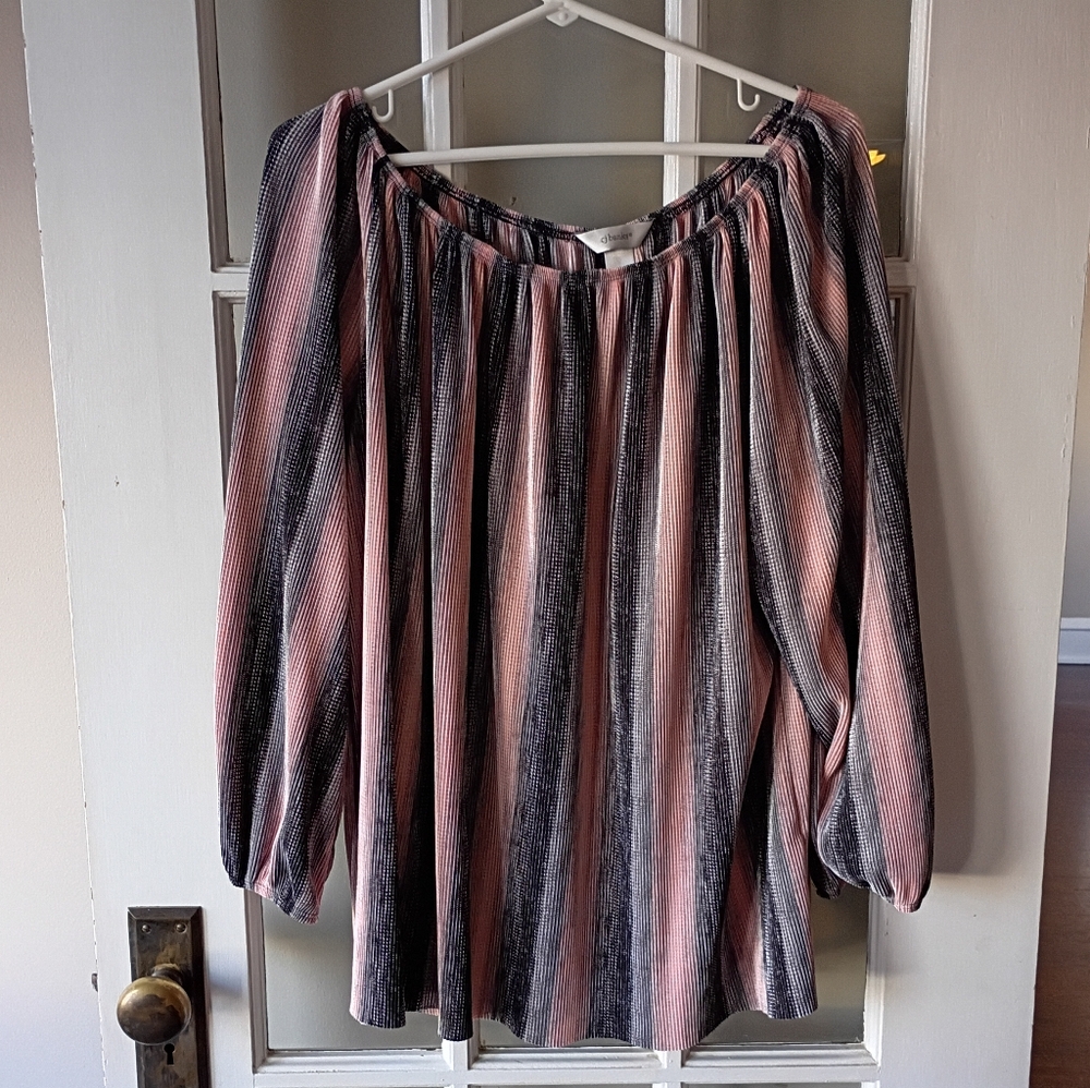 Cj Banks Striped Off-Shoulder Blouse 1X